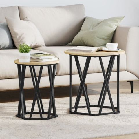 ZNTS Side Tables 2 pcs Sonoma Oak Engineered Wood 868262