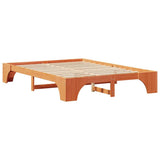 Bed Frame Wax Brown 140 x 200 cm Solid Pine Wood 872946