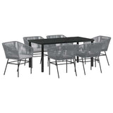 Garden Dining Set with Cushion 7 pcs Grey Powder-Coated Steel 3380936