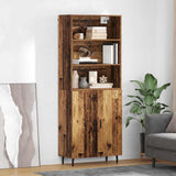 Highboard Old Wood 69.5 x 34 x 180 cm Engineered Wood and Glass 3415686