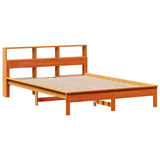 Bookcase Bed without Mattress Wax Brown 150x200 cm King Size Solid Wood Pine 3309808