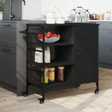 Kitchen Trolley Black 87.5x38.5x84.5 cm Engineered Wood 842386
