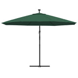 Cantilever Garden Parasol with LED Lights and Metal Pole 350 cm Green 44524