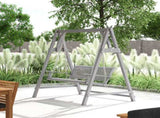 2 Seater Garden Swing Seat, Wooden Swing Chair Bench with Cup Holders for Outdoor Porch Patio, Grey T3398P328497