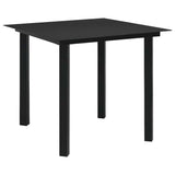 Dining Set Black Poly rattan, powder-coated steel, glass Regular 3060250