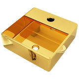Wash Basin with Faucet Hole 38x30x11.5 cm Ceramic Gold 143488