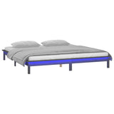 LED Bed Frame without Mattress Grey 140x190 cm Solid Wood 820653