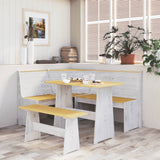 Corner Bench REINE 151 cm Honey Brown&White Solid Wood Pine 327249