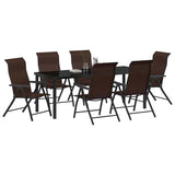 Garden Dining Set 7 pcs Brown Powder-Coated Steel 3379266