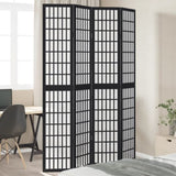 Room Divider 4 Panels Black Solid Wood Paulownia 358772