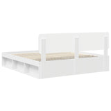 Bed Frame with Headboard White 200 x 200 cm Solid Pine Wood 3412033
