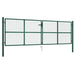 ZNTS Mesh Garden Gate Steel 390x125 cm Green 145749