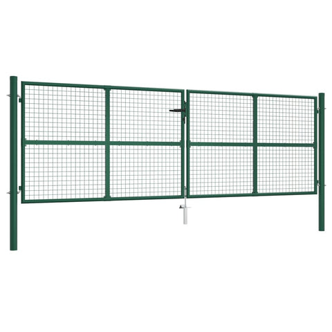 ZNTS Mesh Garden Gate Steel 390x125 cm Green 145749