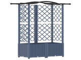 Raised Bed with Trellis and Roof Grey 122 x 40 x 141 cm PP 42032560