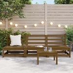 Garden Middle Sofas 3 pcs Honey Brown Solid Wood Pine 805688