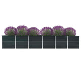 Garden Raised Bed Galvanised Steel 480x80x77 cm Anthracite 47071