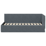 Corner Bed Frame with Headboard Dark grey 90 x 190 cm Velvet 42016257