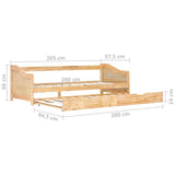 Pull-out Sofa Bed Frame without Mattress Pinewood 90x200 cm 283150