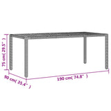 Garden Table with Acacia Wood Top Black 190x90x75 cm Poly Rattan 365541