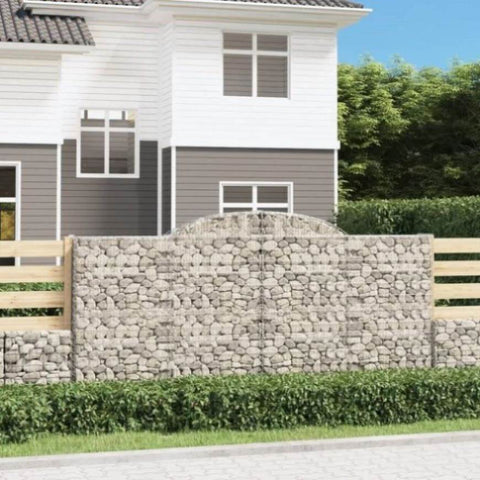Arched Gabion Baskets 4 pcs 300x50x140/160 cm Galvanised Iron 3146739