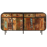 ZNTS Sideboard 140x35x70 cm Solid Wood Reclaimed and Metal 355845