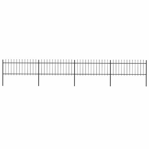 Garden Fence with Spear Top Steel 714.5x80 cm Black 277605