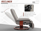 360&deg Swivel Recliner Chair with Footstool, Manual Recliner Armchair with Wooden Base, Faux T3398P328115