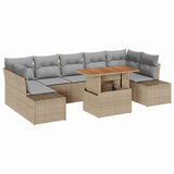Garden Sofa Set with Storage 8 pcs Beige Poly rattan 3358667