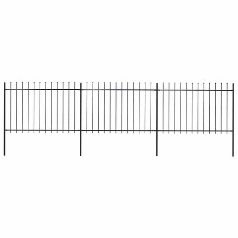 Garden Fence with Spear Top Steel 537x120 cm Black 277622