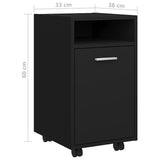 803048 Side Cabinet with Wheels Black 33x38x60 cm Engineered Wood