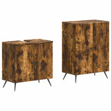 2 Piece Bathroom Cabinet Set BREDA Smoked Oak Engineered Wood 3417644