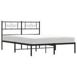 ZNTS Metal Bed Frame without Mattress with Headboard Black 160x200cm 355270