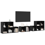 TV Cabinet Set Wall-mounted 8 pcs Black Oak Engineered Wood 3393274