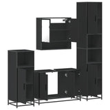 ZNTS 4 Piece Bathroom Furniture Set Black Engineered Wood 3301220