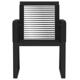Dining Set Black Powder-coated steel, glass, PVC rattan 7 Piece 3099158