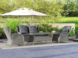 Garden PE Rattan Dining Sofa Set, Outdoor 4 Seater Wicker Furniture, High Back Chairs with Cushions, T3398P320029