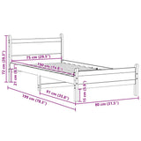 Bed Frame Wax brown Solid pine wood Small Single Bed Frame 855617