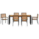 Garden Dining Set 7 pcs Black and Brown Poly Rattan 3365484