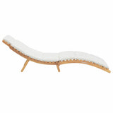Sun Lounger Cream white 188 x 55 x 59 cm Solid teak wood 42008389
