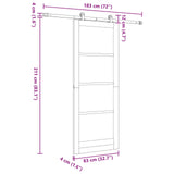 Sliding Door 83 x 211 cm Engineered Wood White and Black 3450002