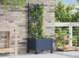 Garden Planter with Trellis&Wheels Grey 40 x 40 x 149 cm PP 3422941