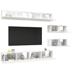 ZNTS 6 Piece TV Cabinet Set High Gloss White Engineered Wood 3079358