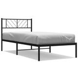 Metal Bed Frame without Mattress with Headboard Black 90x190cm 372171