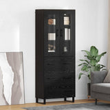 Highboard with Drawer 2 pcs Black Oak Engineered Wood and Glass 3416221