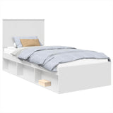 Bed Frame with Headboard White 90 x 190 cm Solid Pine Wood 3411064