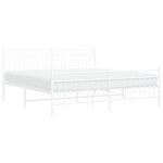 ZNTS Metal Bed Frame without Mattress with Footboard White 183x213cm 373763
