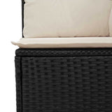 Garden Sofa with Cushion Black and Cream White Poly Rattan 3394476