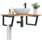 Basin Shelf Wall Mounted Steel and Solid Wood Acacia 3302923