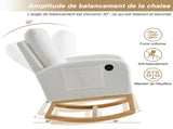 66.5*121.5*102cm Rocking Chair with USB Charging Ports, Nursing Rocking Armchair,Teddy Fabric Glider N605P471726W
