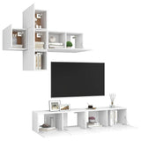 7 Piece TV Cabinet Set White Engineered Wood 3078707